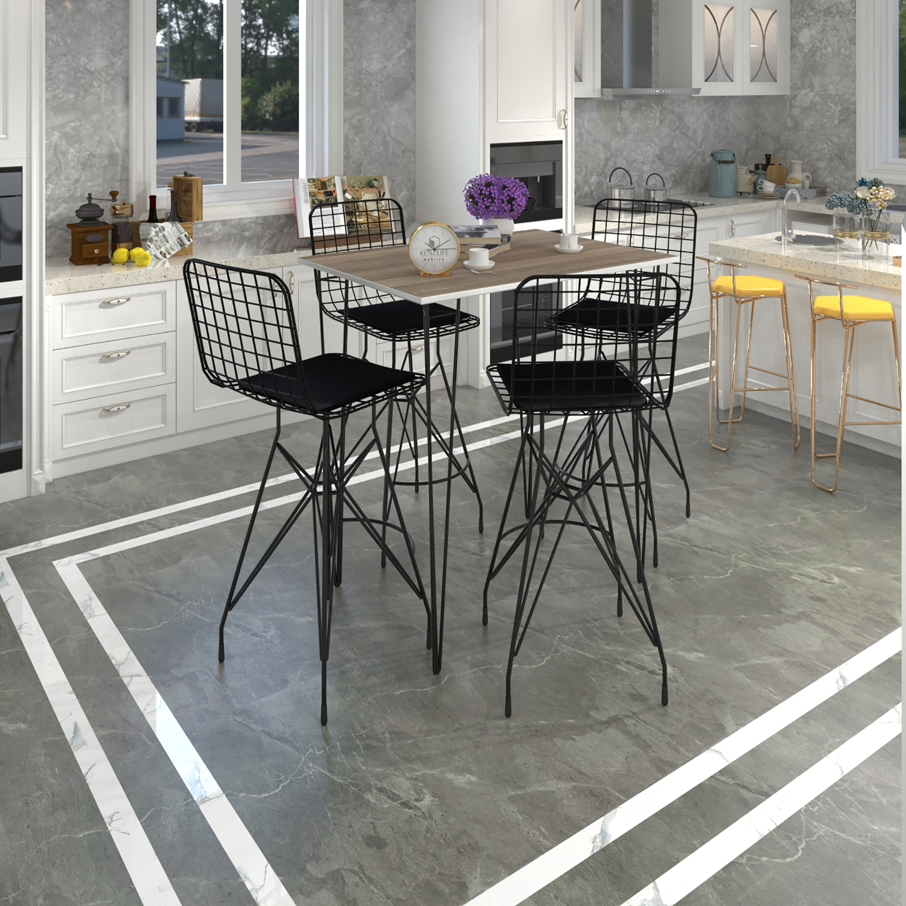 Knsz masa sandalye takımı hem105zengin crdsyh 130*070 4 sandalye syhsyh