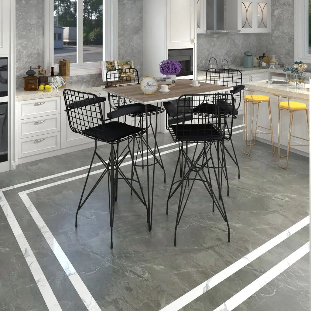 Knsz masa sandalye takımı hem105zengin crdsyh 130*070 4 sandalye syhsyh kolçaklı