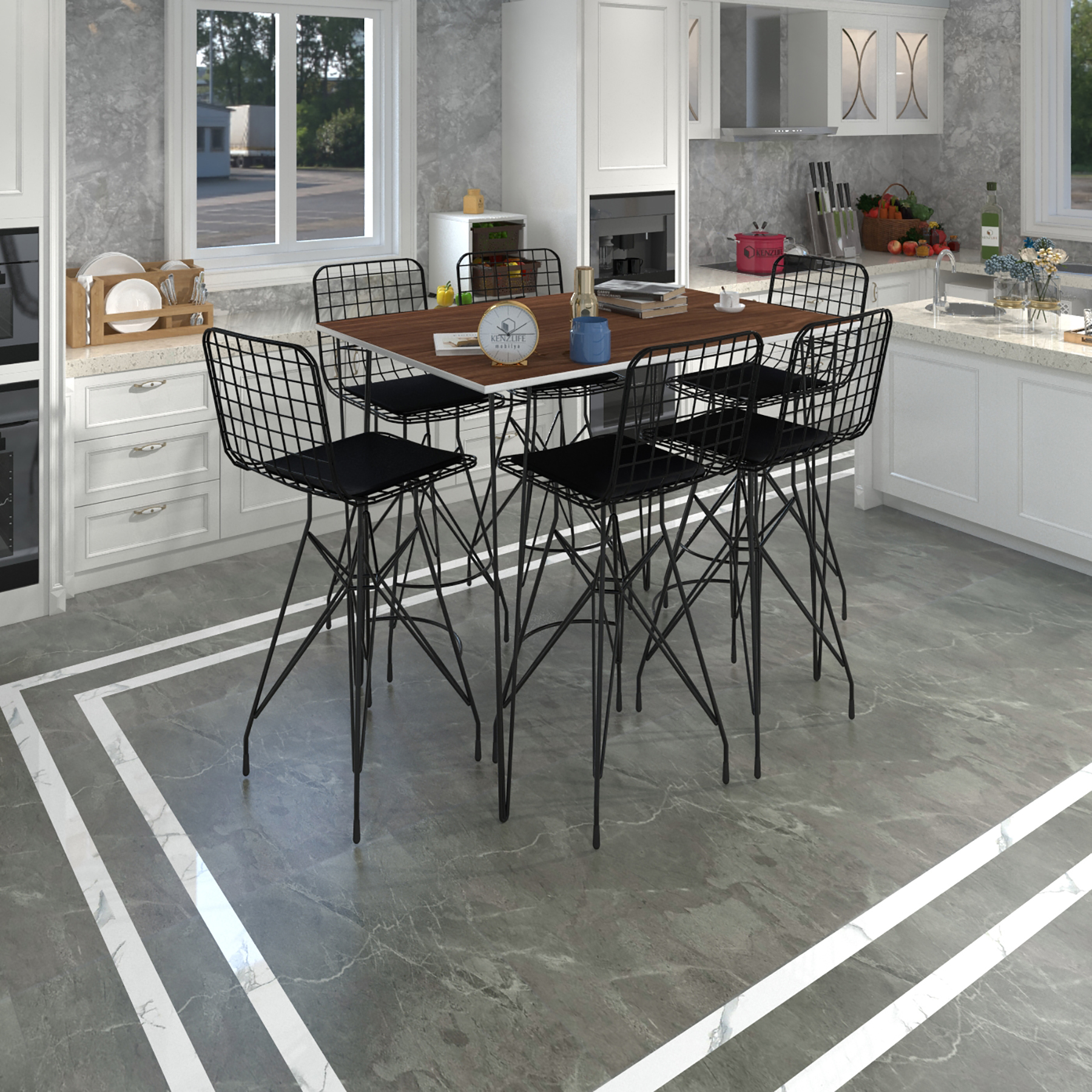 Knsz masa sandalye takımı hem105zengin cvzsyh 130*090 6 sandalye syhsyh