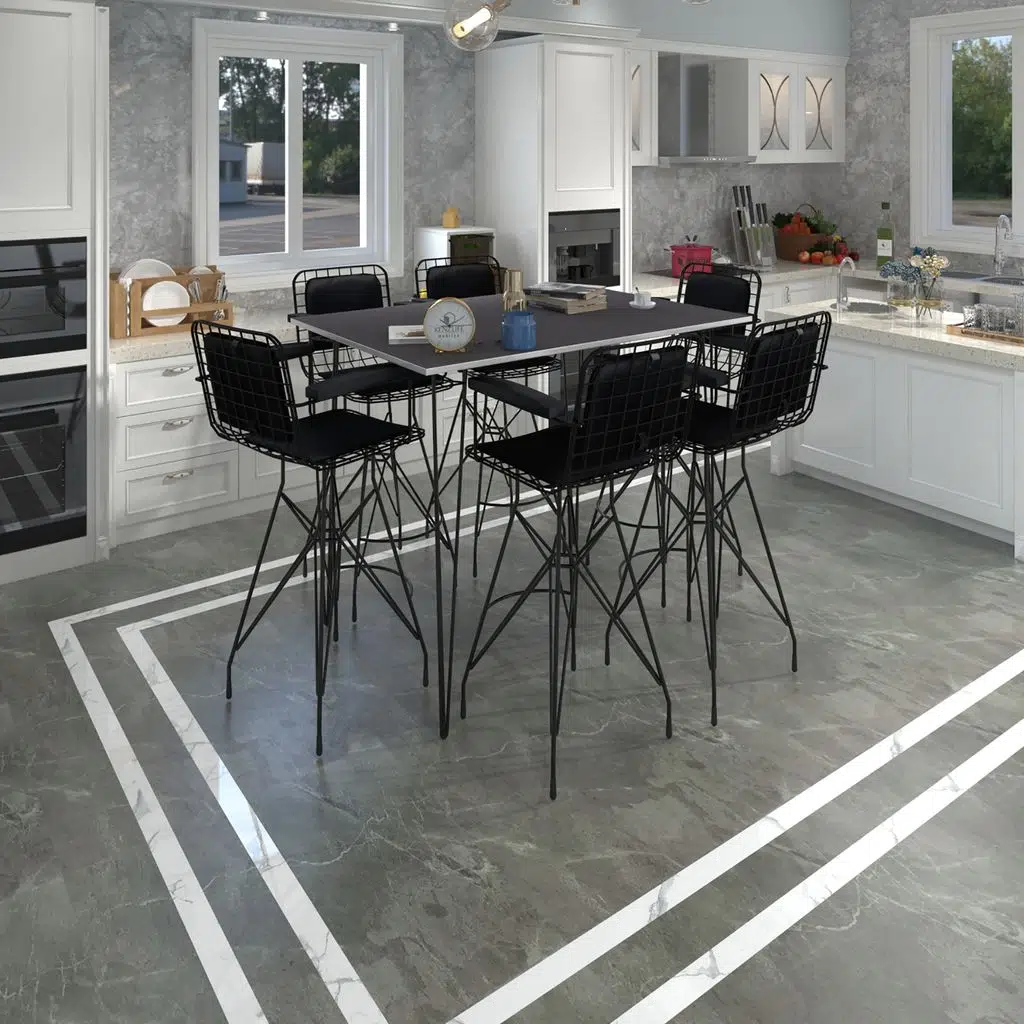 Knsz masa sandalye takımı hem105zengin grisyh 130*090 6 sandalye syhsyh kolçaklı sırt minderli