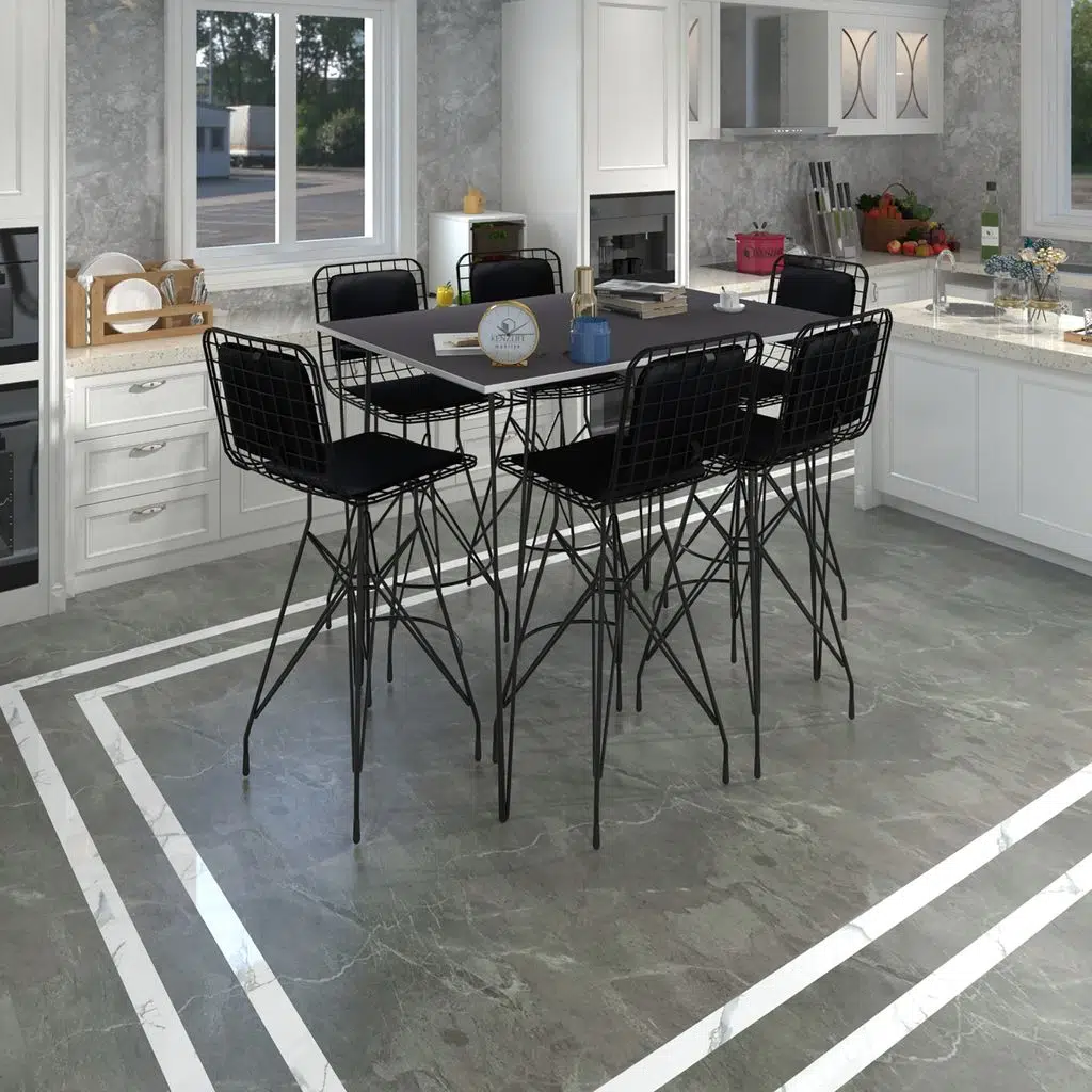 Knsz masa sandalye takımı hem105zengin grisyh 130*090 6 sandalye syhsyh sırt minderli