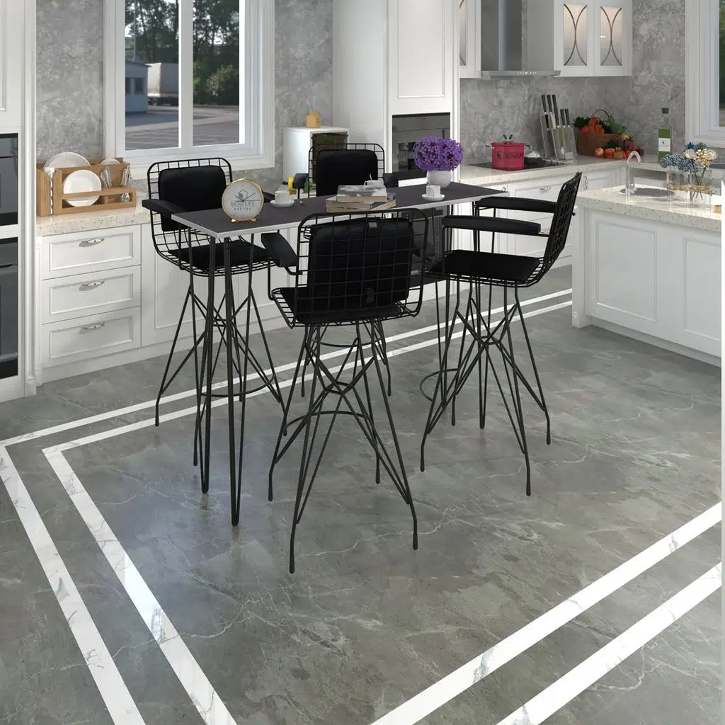 Knsz masa sandalye takımı hem105zengin grisyh 140*040 4 sandalye syhsyh kolçaklı sırt minderli