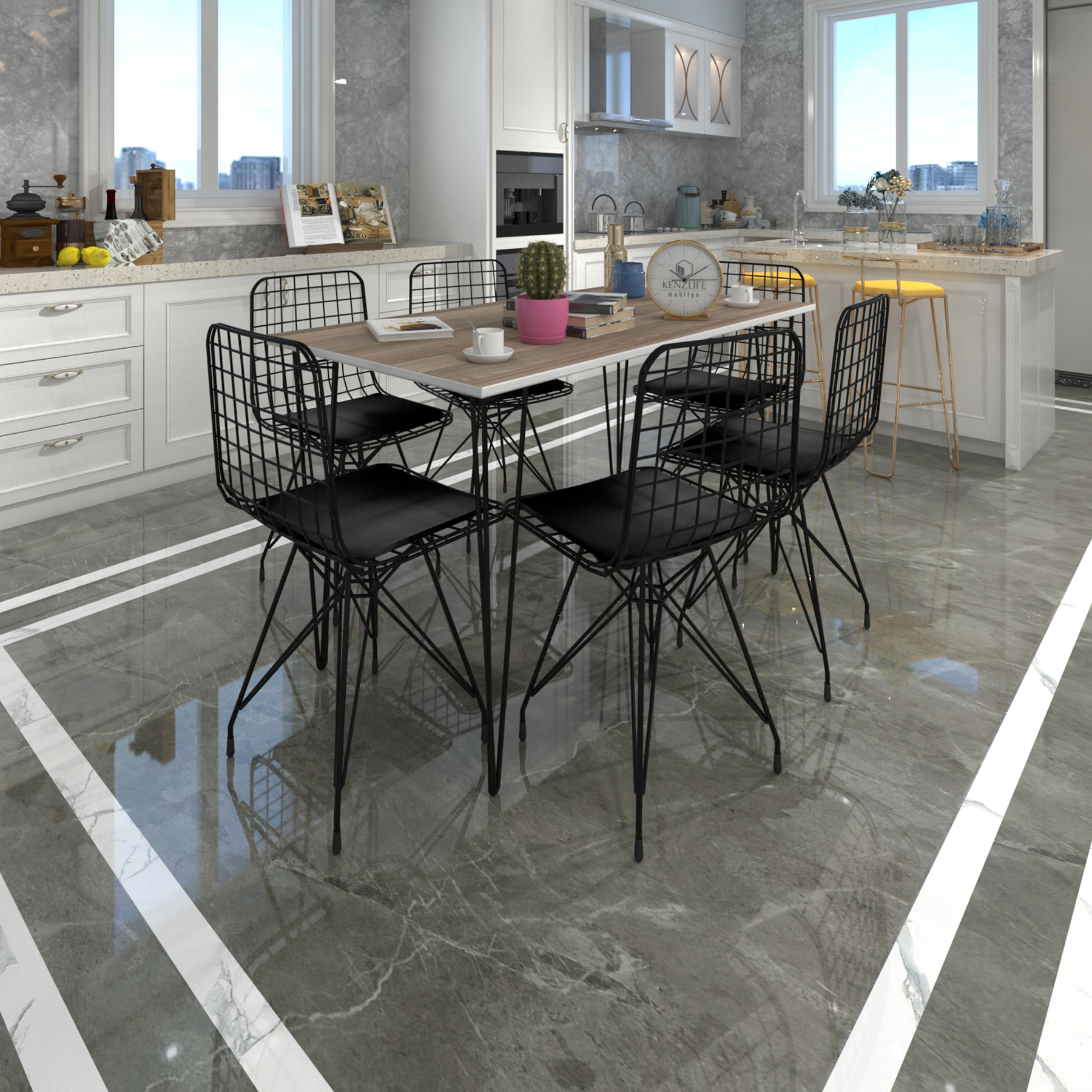 Knsz masa sandalye takımı hem75mazlum crdsyh 130*090 6 sandalye syhsyh