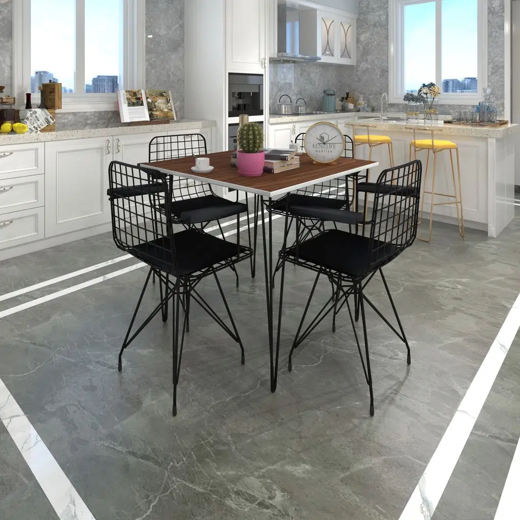 Knsz masa sandalye takımı hem75mazlum cvzsyh 080*080 klç 4 sandalye syhsyh kolçaklı