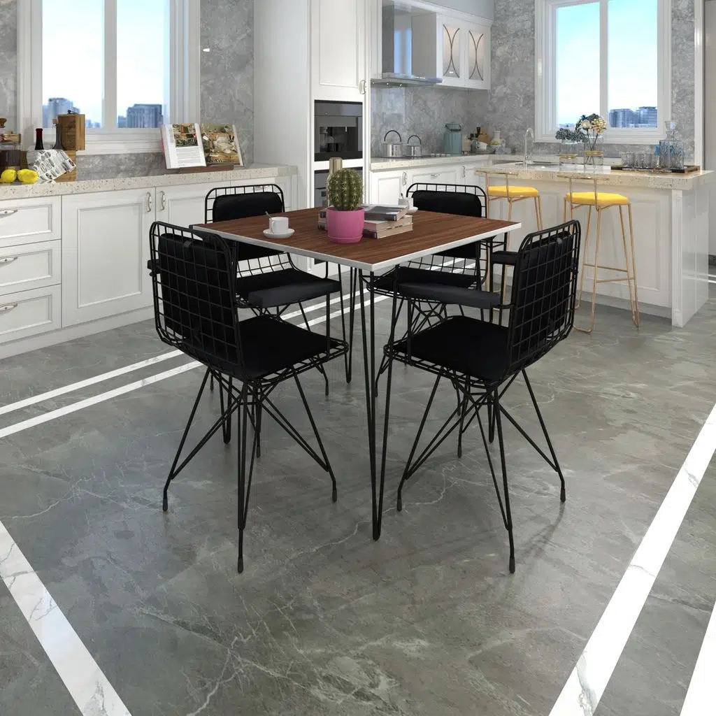 Knsz masa sandalye takımı hem75mazlum cvzsyh 080*080 klçsm 4 sandalye syhsyh kolçaklı sırt minderli