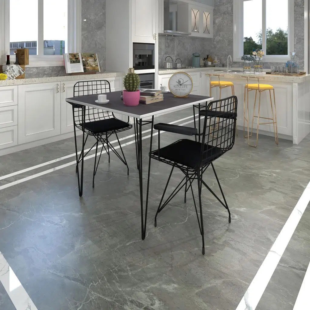 Knsz masa sandalye takımı hem75mazlum grisyh 060*060 klç 2 sandalye syhsyh kolçaklı