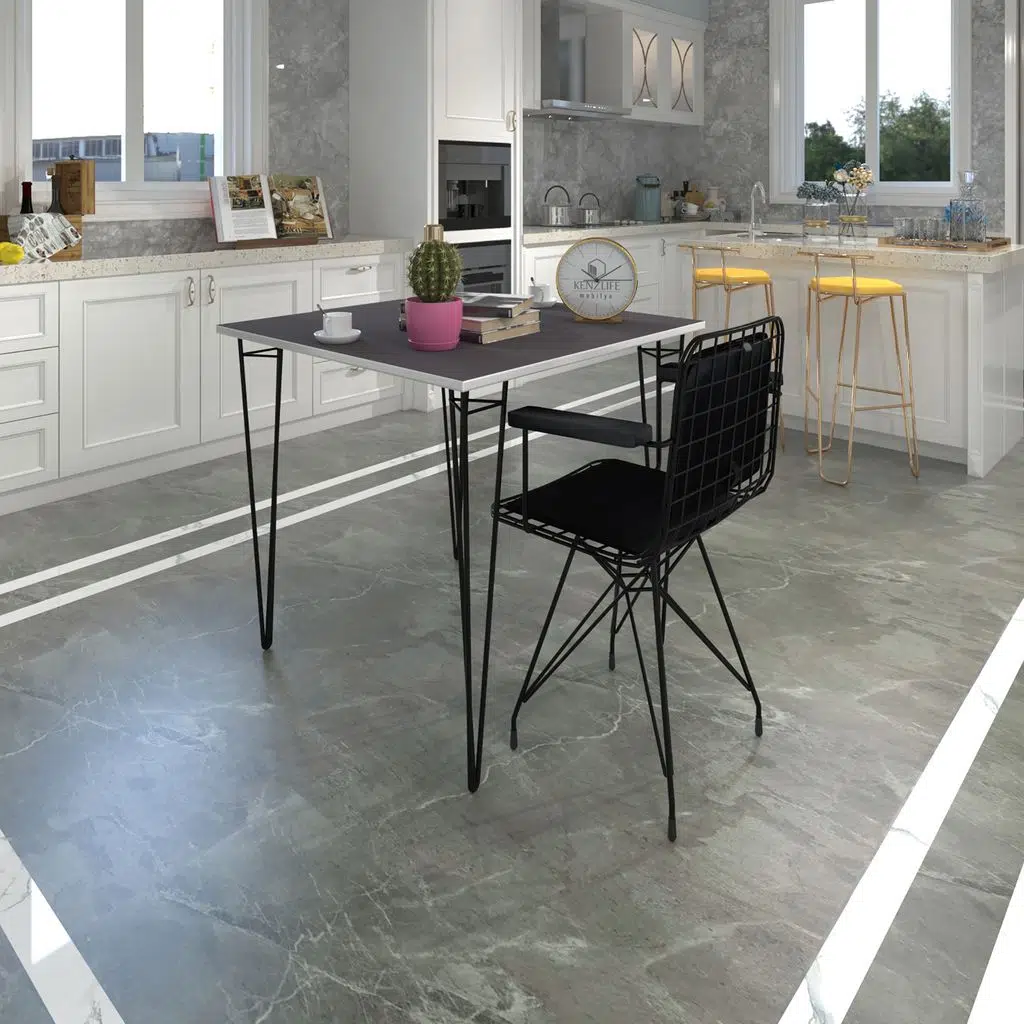 Knsz masa sandalye takımı hem75mazlum grisyh 060*060 klçsm 1 sandalye syhsyh kolçaklı sırt minderli