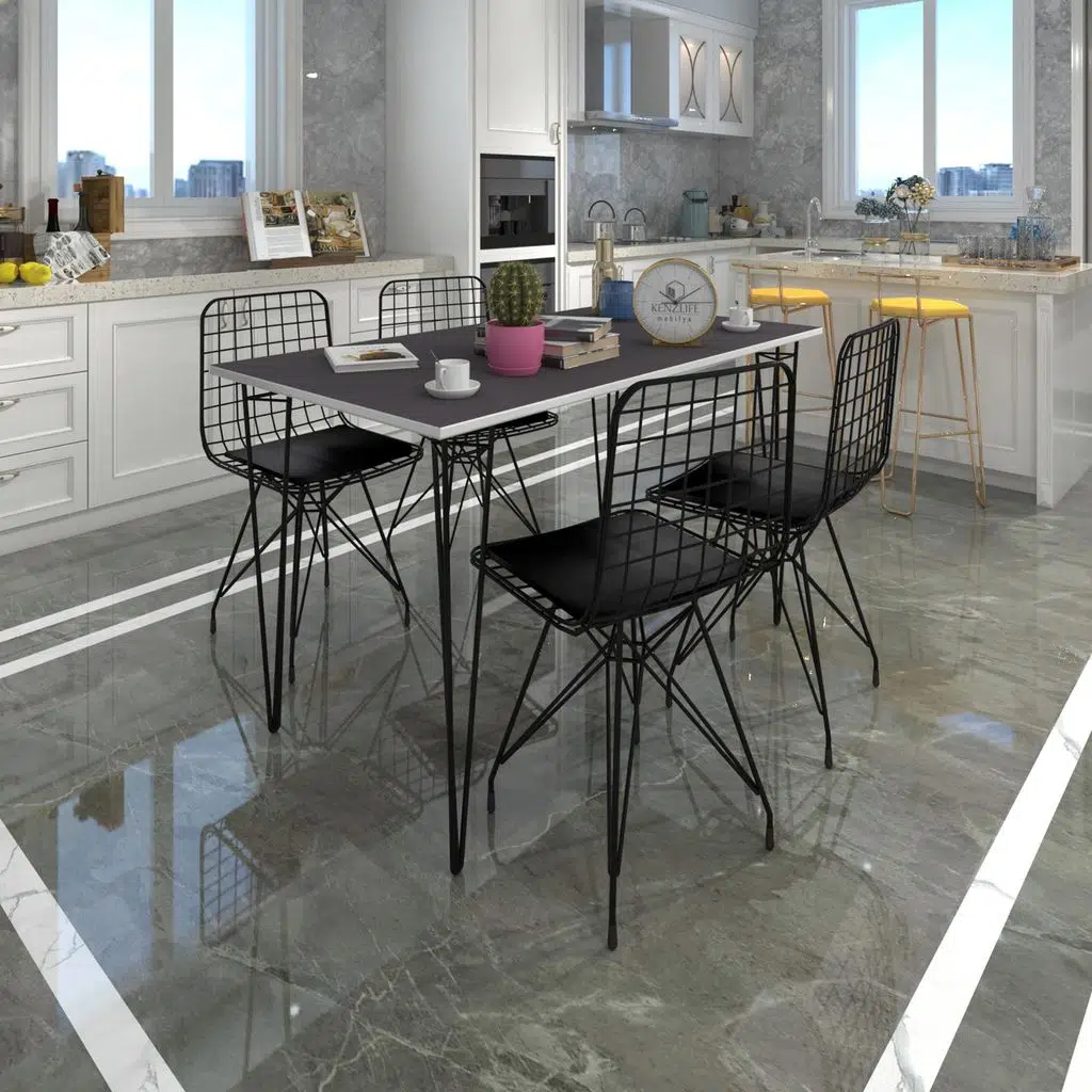 Knsz masa sandalye takımı hem75mazlum grisyh 100*070 4 sandalye syhsyh