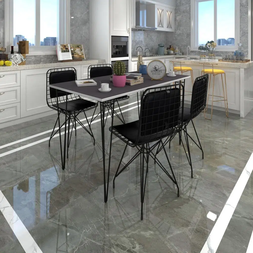 Knsz masa sandalye takımı hem75mazlum grisyh 100*070 sm 4 sandalye syhsyh sırt minderli