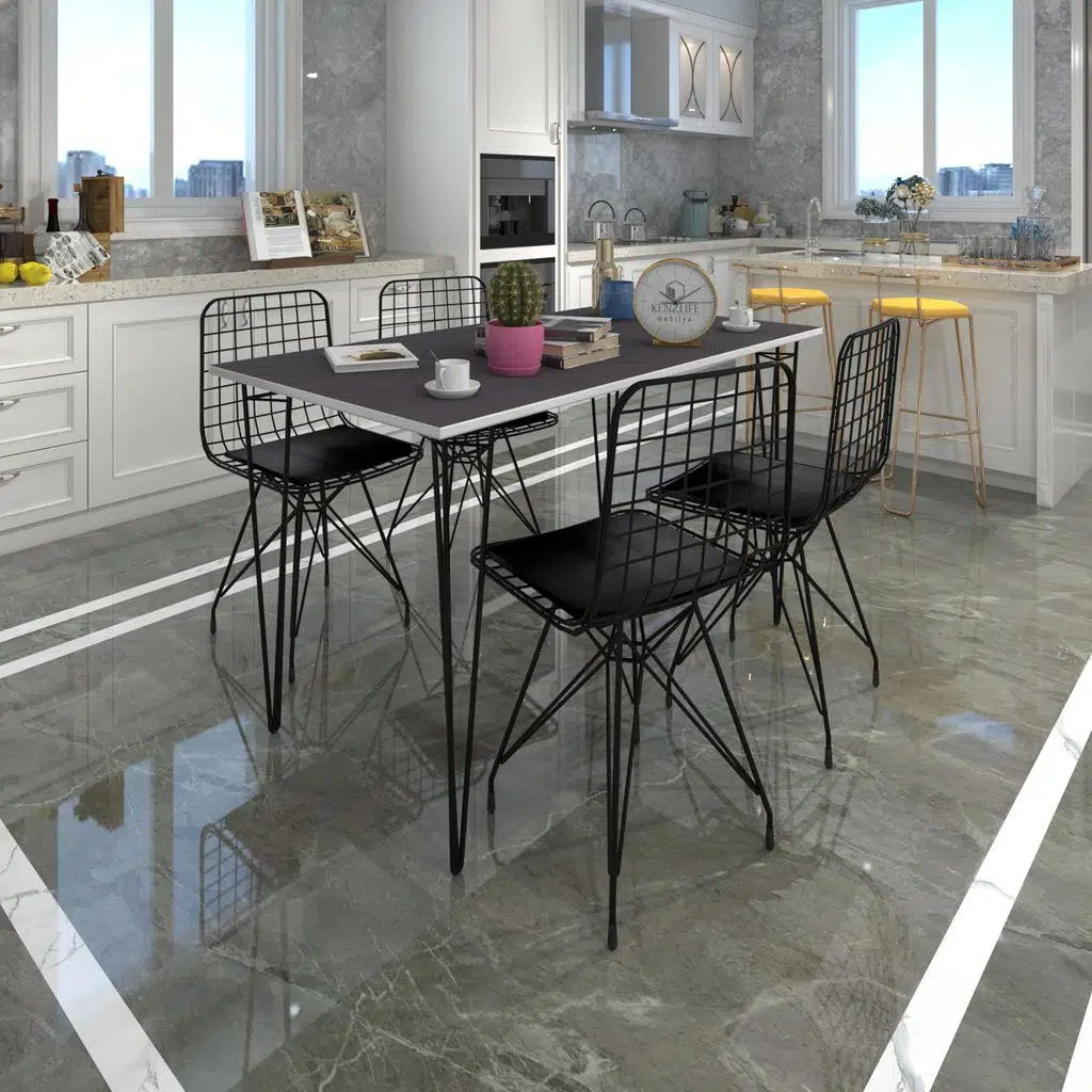 Knsz masa sandalye takımı hem75mazlum grisyh 130*070 4 sandalye syhsyh