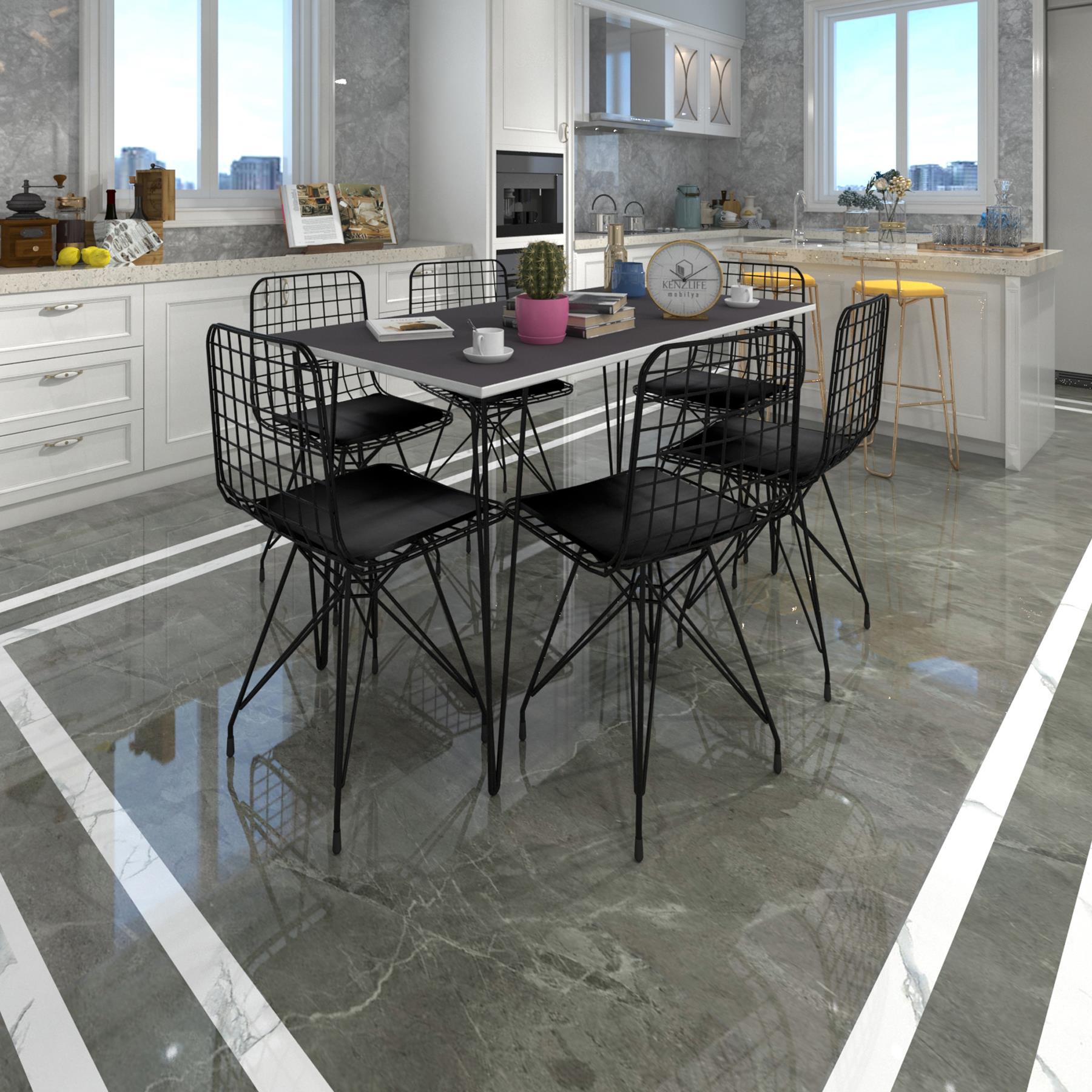Knsz masa sandalye takımı hem75mazlum grisyh 130*070 6 sandalye syhsyh