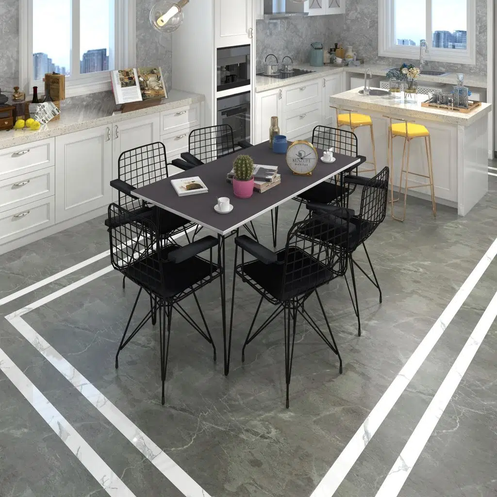 Knsz masa sandalye takımı hem75mazlum grisyh 130*070 klç 6 sandalye syhsyh kolçaklı