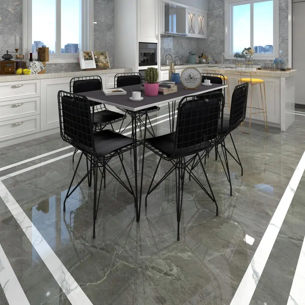 Knsz masa sandalye takımı hem75mazlum grisyh 130*070 sm 6 sandalye syhsyh sırt minderli