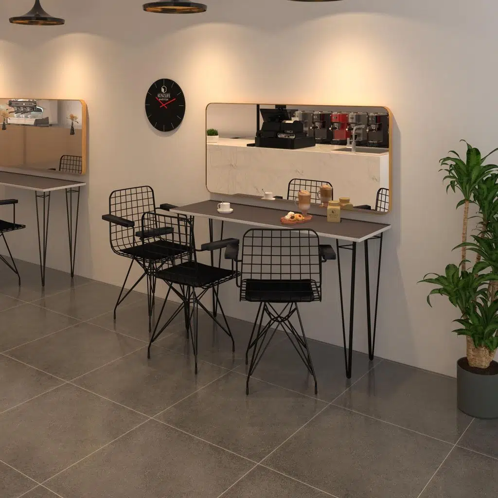 Knsz masa sandalye takımı hem75mazlum grisyh 140*040 klç 3 sandalye syhsyh kolçaklı