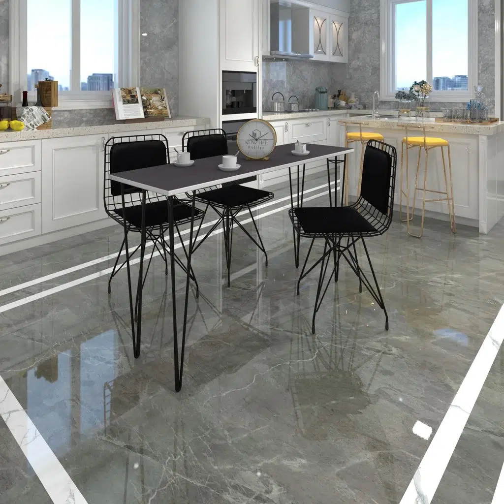 Knsz masa sandalye takımı hem75mazlum grisyh 140*040 sm 3 sandalye syhsyh sırt minderli