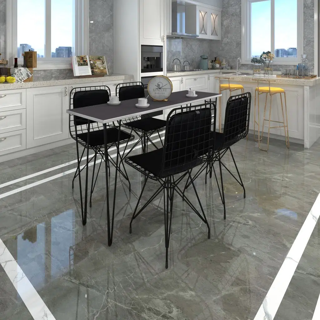 Knsz masa sandalye takımı hem75mazlum grisyh 140*040 sm 4 sandalye syhsyh sırt minderli