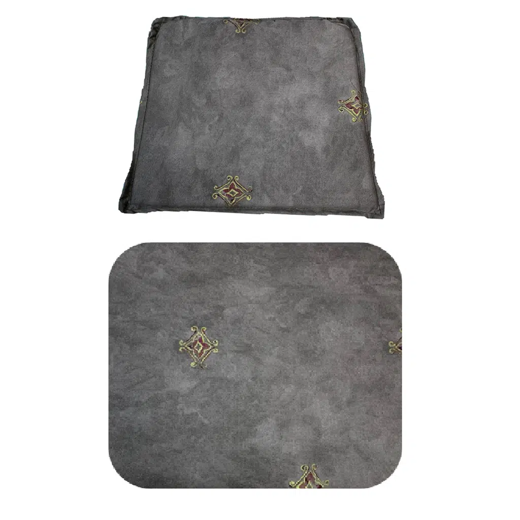 Knsz minder seti 1 li mazlum gri işlemeli kumaş oturma ve sırt tel sandalyesi minderi bir arada