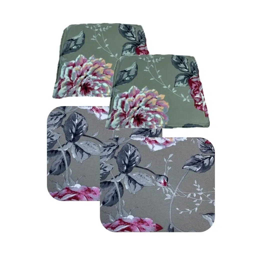 Knsz minder seti 2 li mazlum yaprak gri kumaş oturma ve sırt tel sandalyesi minderi bir arada