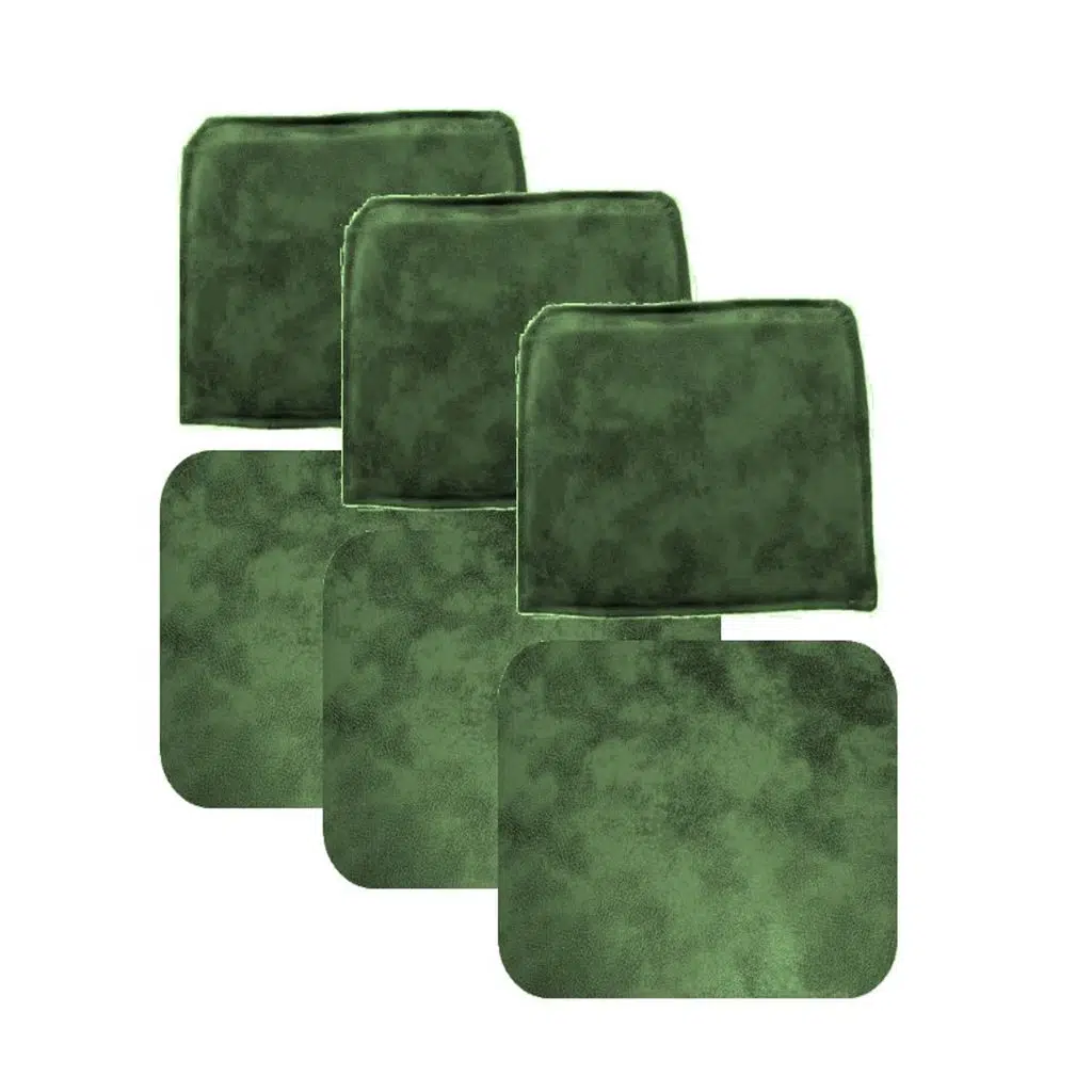 Knsz minder seti 3 lü mazlum haki siyah kumaş oturma ve sırt tel sandalyesi minderi bir arada