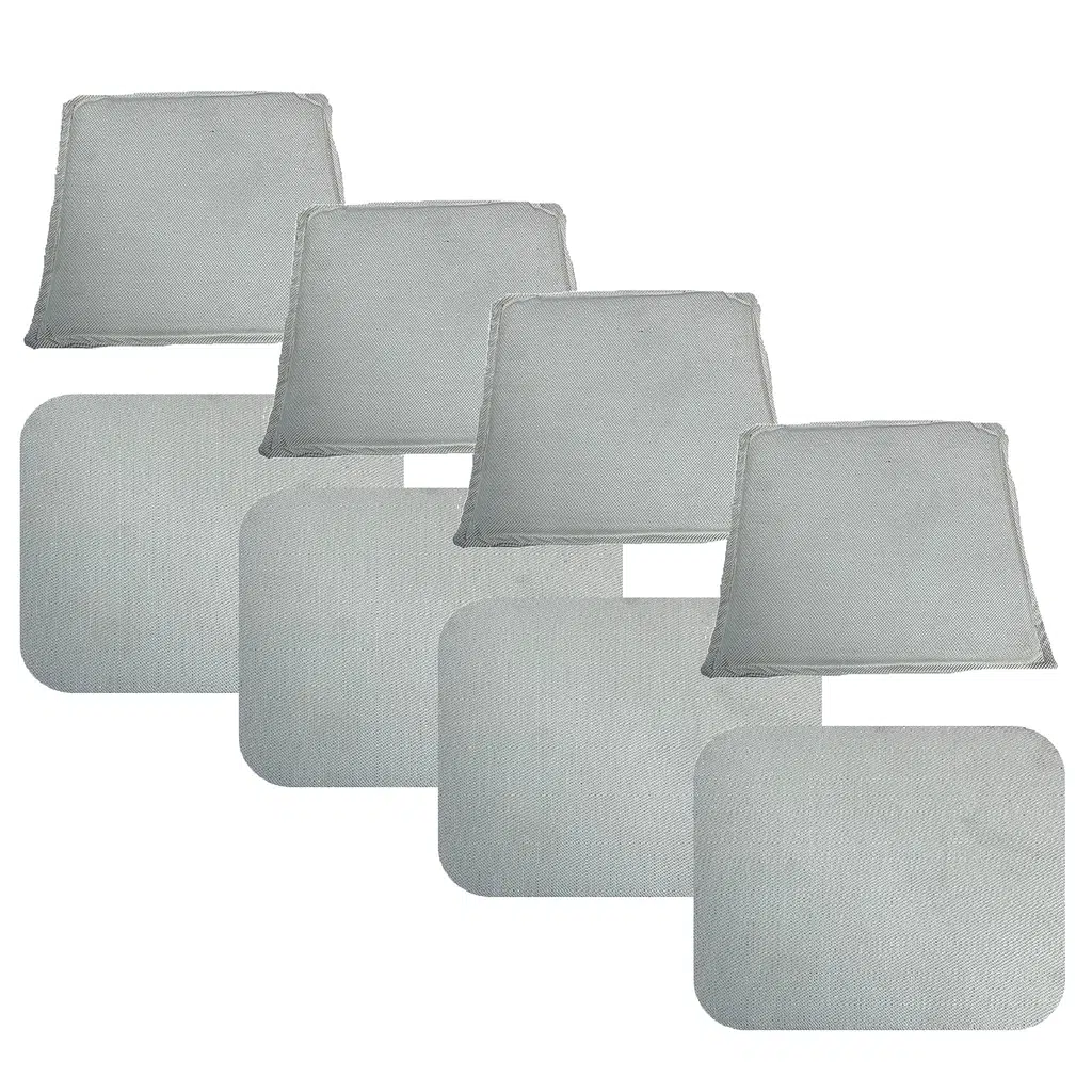 Knsz minder seti 4 lü mazlum beyaz kumaş oturma ve sırt tel sandalyesi minderi bir arada