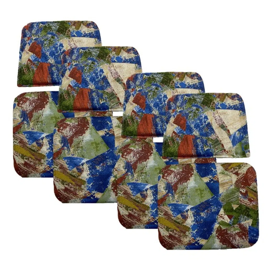 Knsz minder seti 4 lü mazlum geometrik desen oturma ve sırt tel sandalyesi minderi bir arada