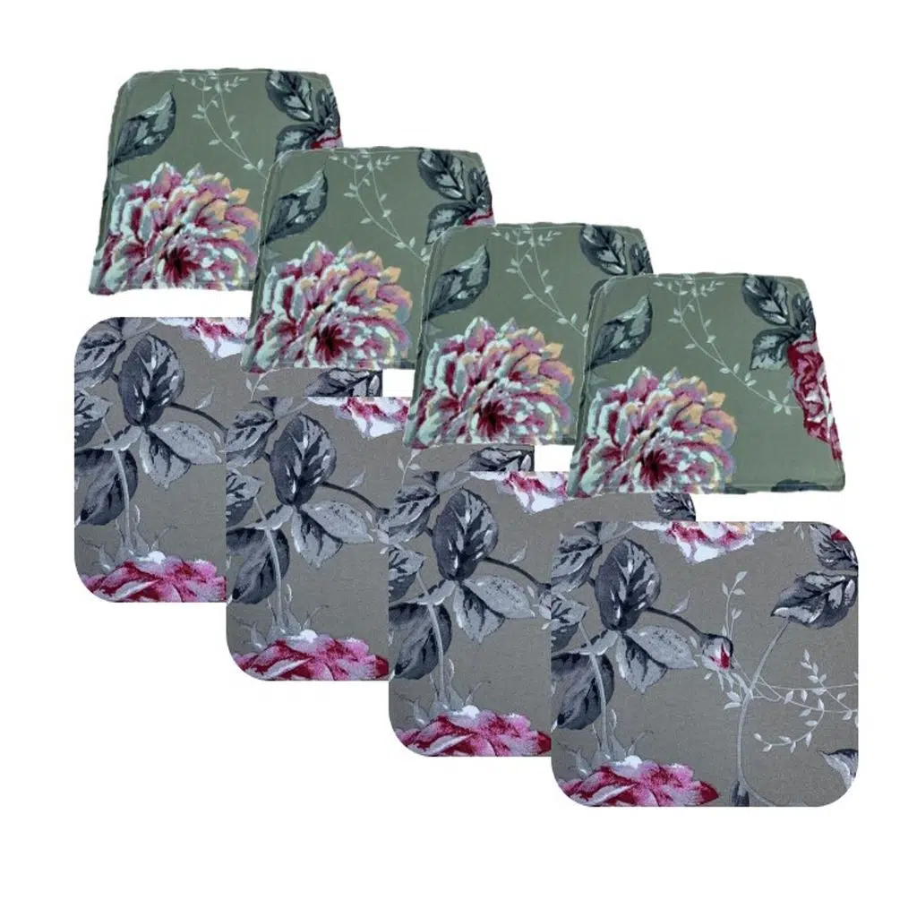 Knsz minder seti 4 lü mazlum yaprak gri kumaş oturma ve sırt tel sandalyesi minderi bir arada