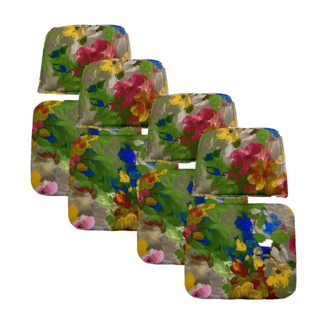 Knsz minder seti 4 lü zng&mğr&uslu çiçek desen oturma ve sırt tel sandalyesi minderi bir arada