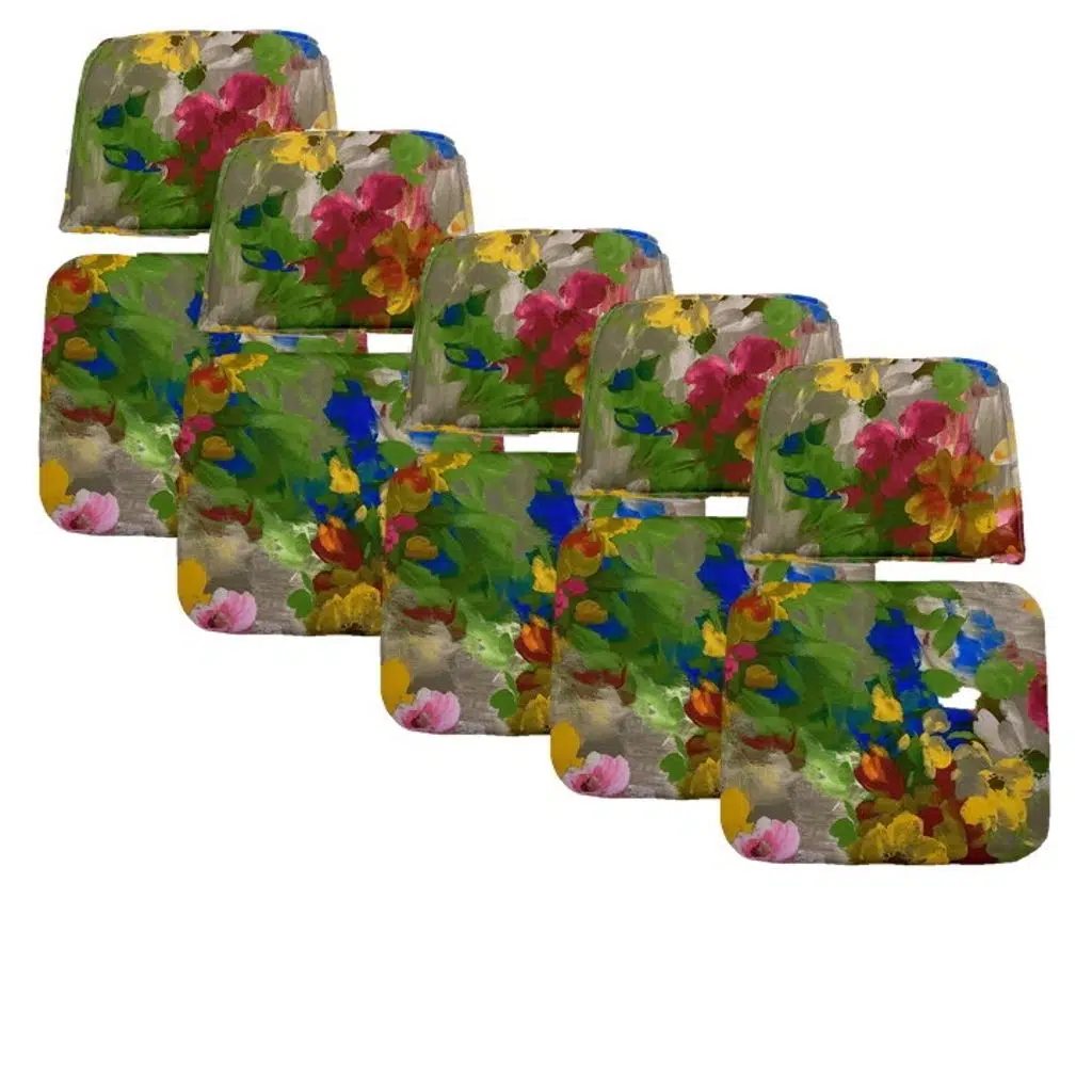 Knsz minder seti 5 li mazlum çiçek desen oturma ve sırt tel sandalyesi minderi bir arada