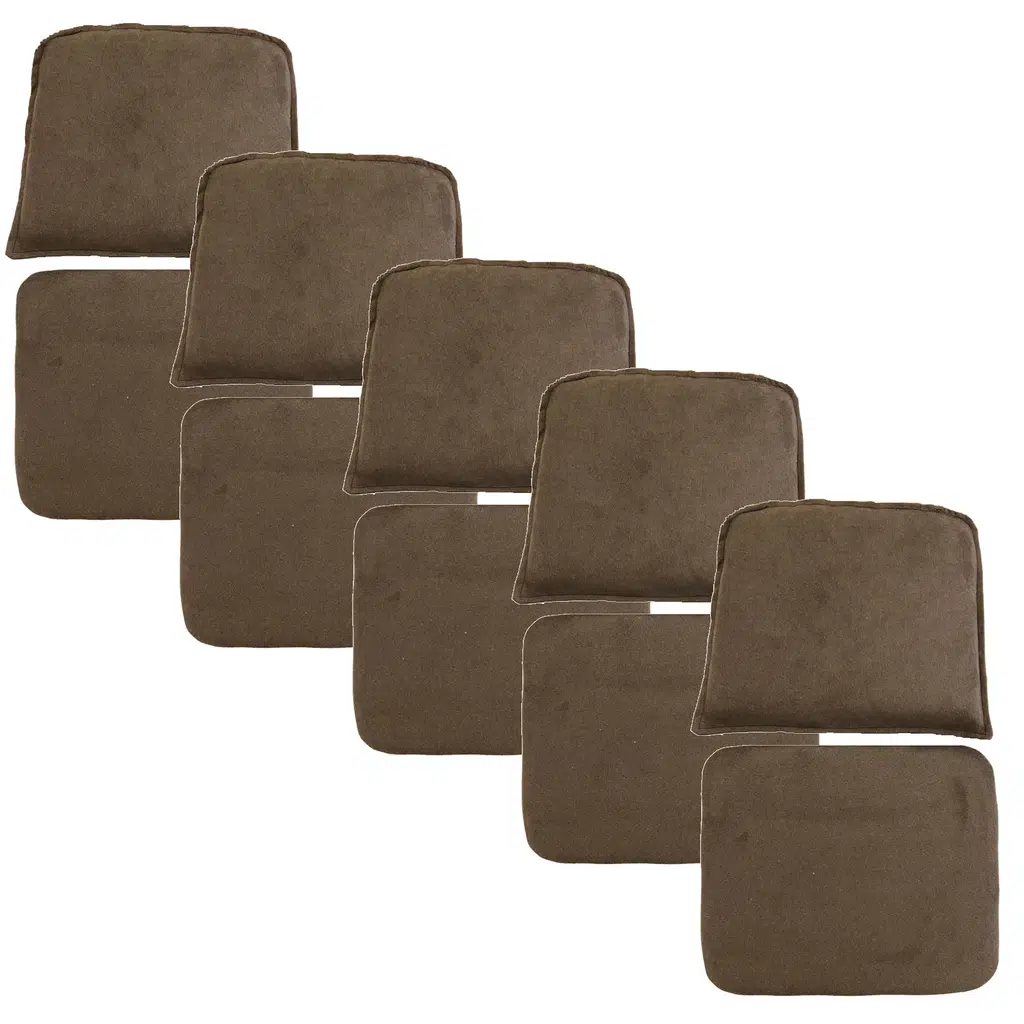 Knsz minder seti 5 li mazlum kahve penye kumaş oturma ve sırt tel sandalyesi minderi bir arada