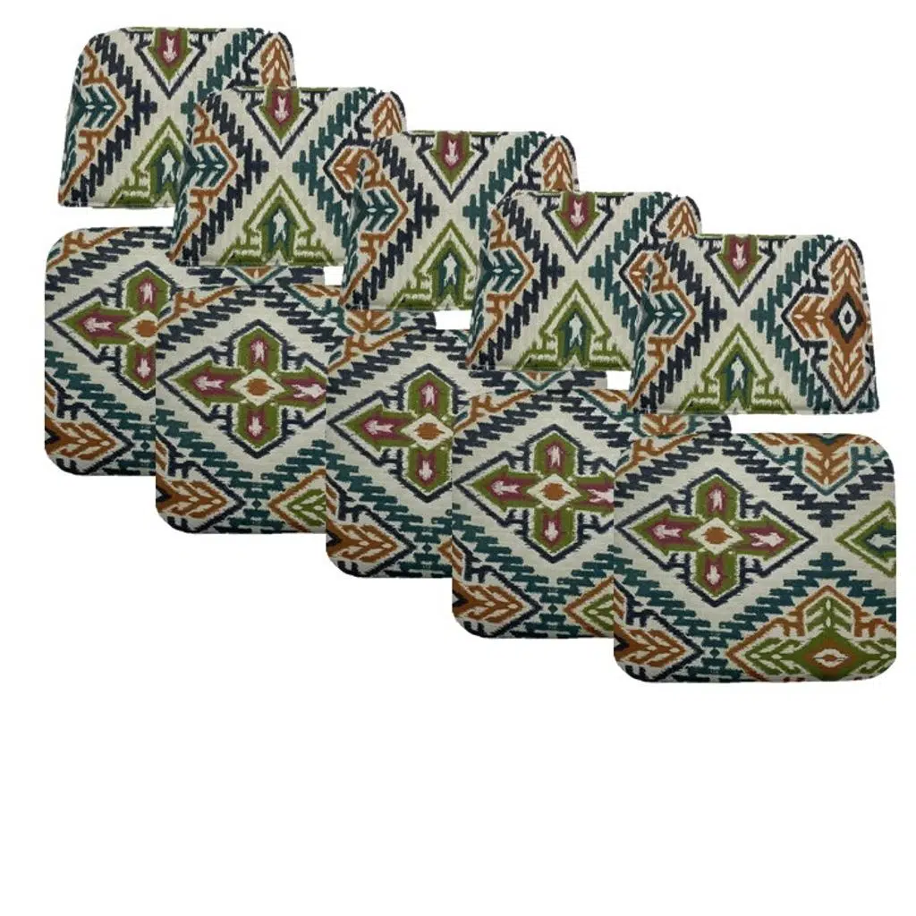 Knsz minder seti 5 li mazlum kilim desen oturma ve sırt tel sandalyesi minderi bir arada