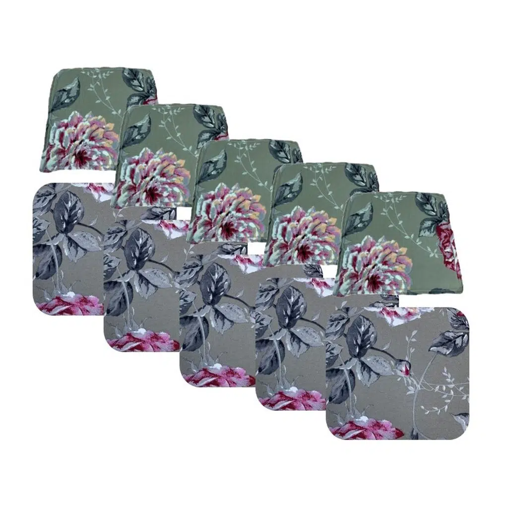 Knsz minder seti 5 li mazlum yaprak gri kumaş oturma ve sırt tel sandalyesi minderi bir arada