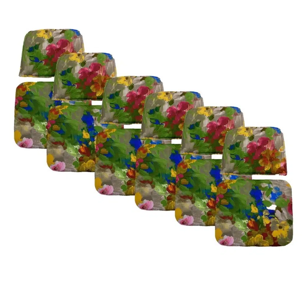 Knsz minder seti 6 lı mazlum çiçek desen oturma ve sırt tel sandalyesi minderi bir arada