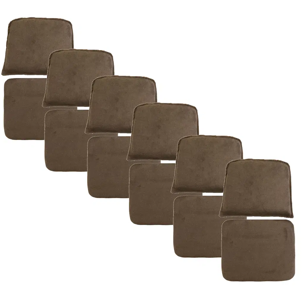 Knsz minder seti 6 lı mazlum kahve penye kumaş oturma ve sırt tel sandalyesi minderi bir arada