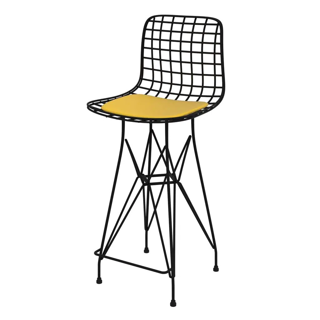 Knsz orta boy tel bar sandalyesi 1 li mağrur syhsrı 65 cm oturma yüksekliği mutfak bahçe cafe ofis