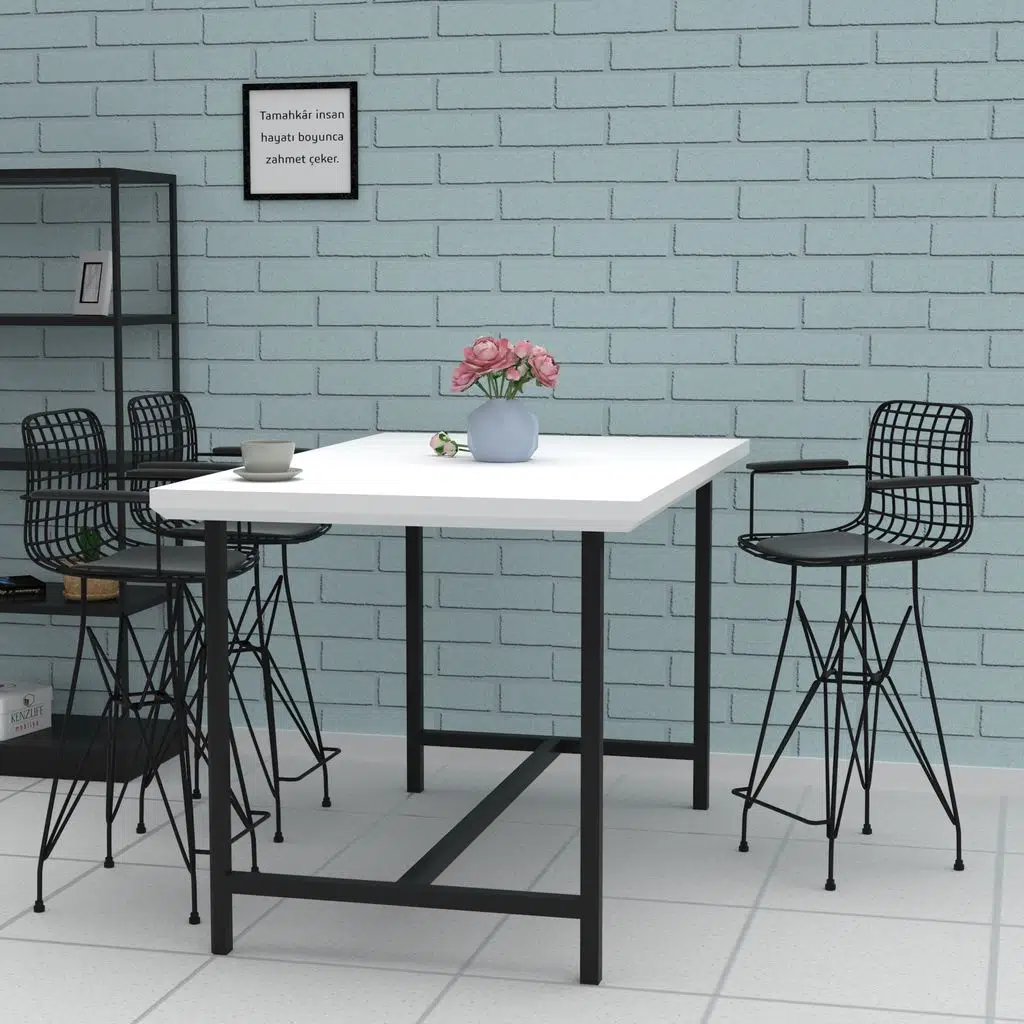 Knsz orta boy tel bar sandalyesi 1 li mağrur syhsyh kolçaklı 65 cm oturma yüksekliği mutfak bahçe cafe ofis
