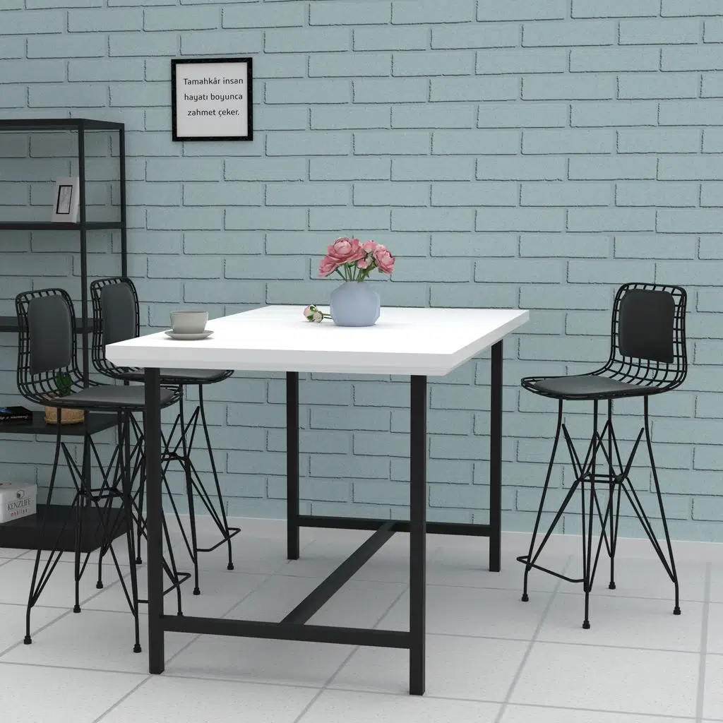 Knsz orta boy tel bar sandalyesi 1 li mağrur syhsyh sırt minderli 65 cm oturma yüksekliği mutfak bahçe cafe ofis