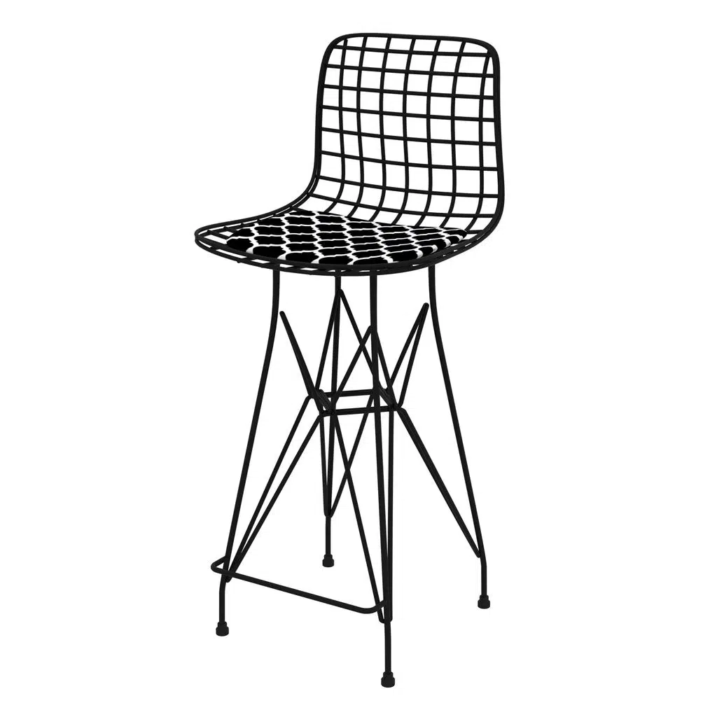 Knsz orta boy tel bar sandalyesi 1 li mağrur syhviona 65 cm oturma yüksekliği mutfak bahçe cafe ofis