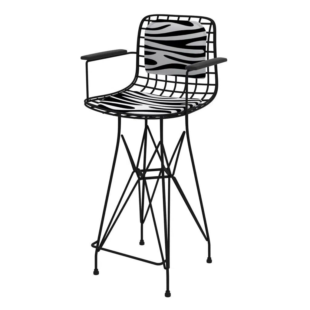 Knsz orta boy tel bar sandalyesi 1 li mağrur syhbonar kolçaklı sırt minderli 65 cm oturma yüksekliği mutfak bahçe cafe ofis