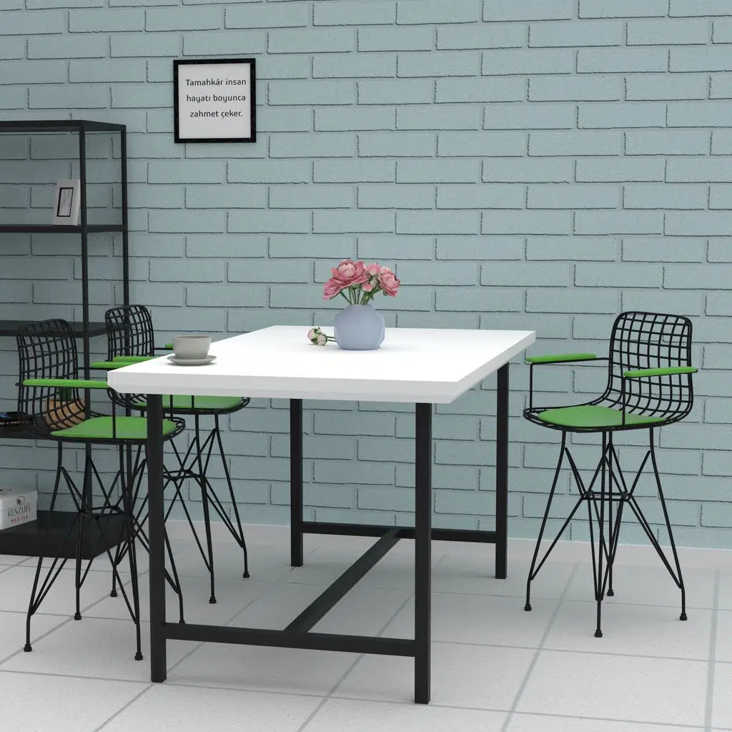 Knsz ufak boy tel bar sandalyesi 1 li uslu syhyşl kolçaklı 55 cm oturma yüksekliği mutfak bahçe cafe ofis