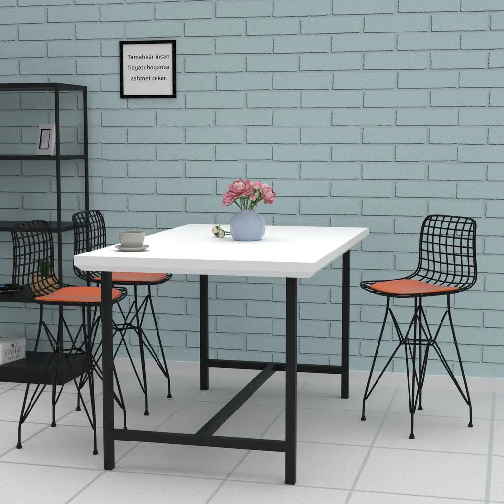 Knsz ufak boy tel bar sandalyesi 1 li uslu syhtrn 55 cm oturma yüksekliği mutfak bahçe cafe ofis
