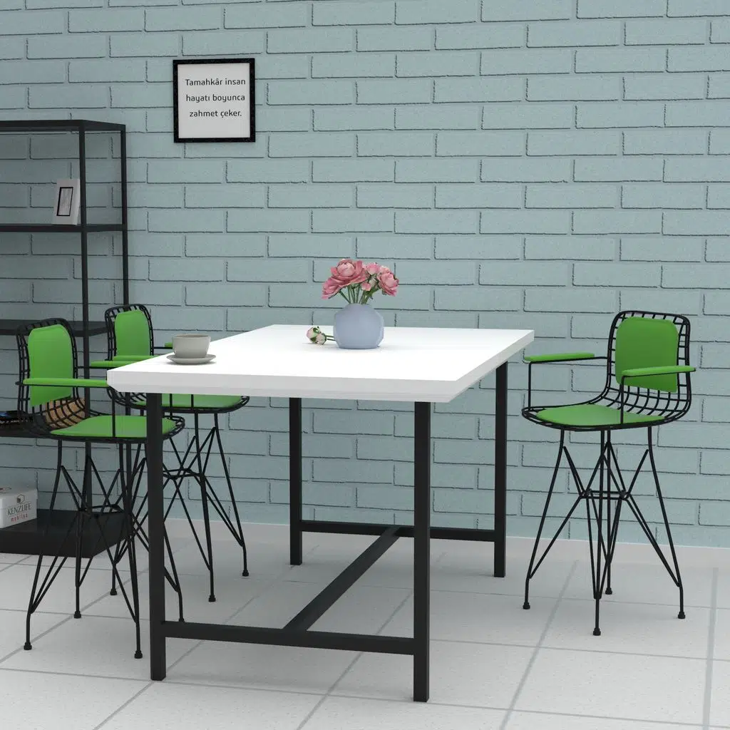 Knsz ufak boy tel bar sandalyesi 1 li uslu syhyşl kolçaklı sırt minderli 55 cm oturma yüksekliği mutfak bahçe cafe ofis
