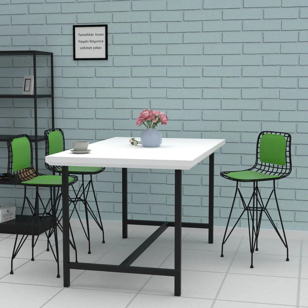 Knsz ufak boy tel bar sandalyesi 1 li uslu syhyşl sırt minderli 55 cm oturma yüksekliği mutfak bahçe cafe ofis