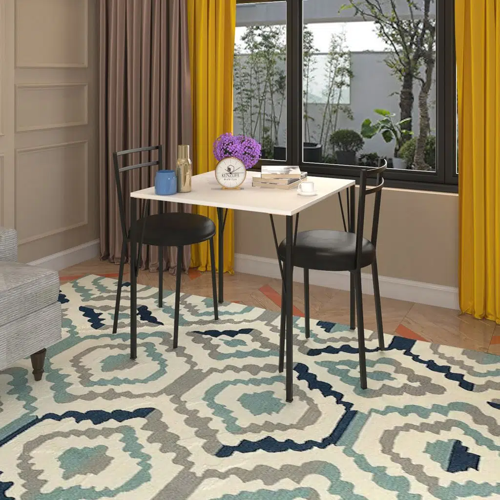 Bakbudaiyi metal sandalye masum 2 li syhsyh mutfak sandalyesi suni deri siyah minder siyah boya metal